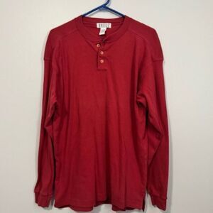 USED Men's Badge Long Sleeve T Shirt Color Burgundy Size Large